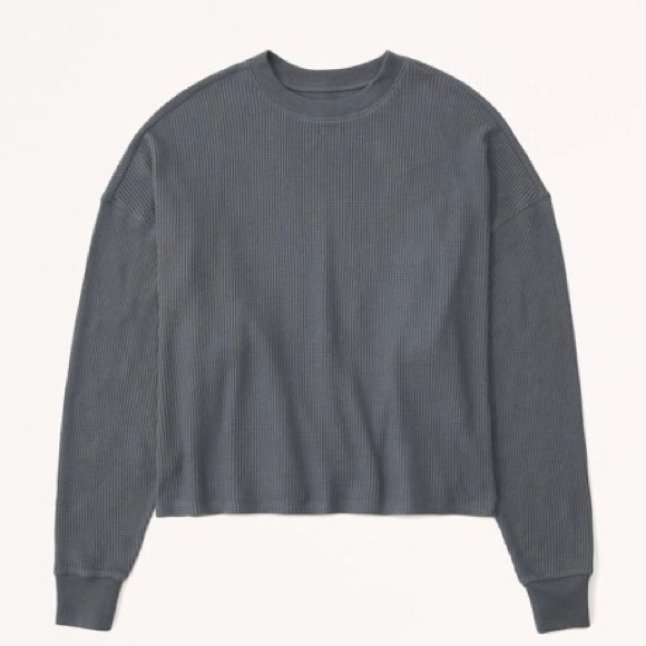 Abercrombie Long Sleeve Oversized Waffle Tee Pullover Shirt Size L/XL - Picture 5 of 5